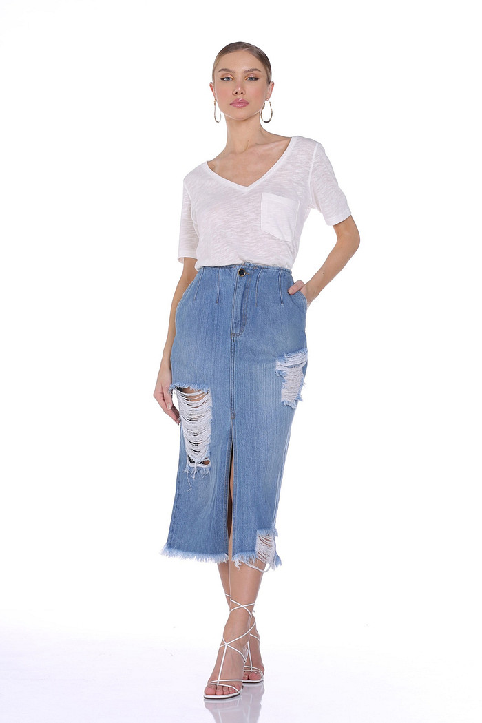 Saia Jeans Midi Viber 522