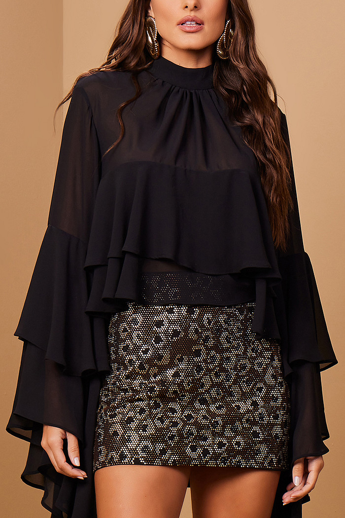 BLUSA FLUÍDA COM BABADO