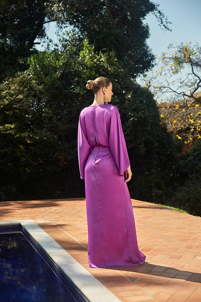 Vestido M/l Longo Cetim