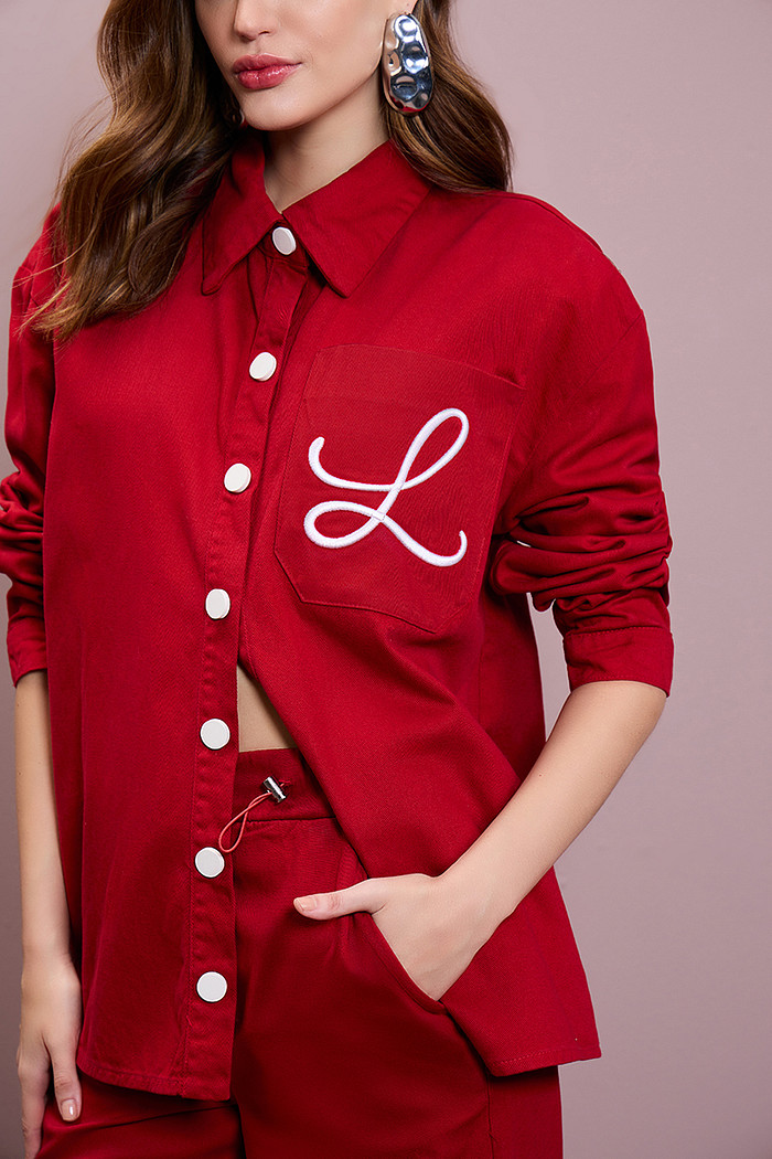 CAMISA SARJA COM BOLSO BORDADO