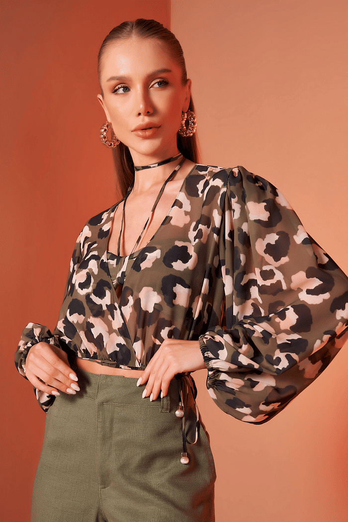 Conjunto Blusa E Top Estampado