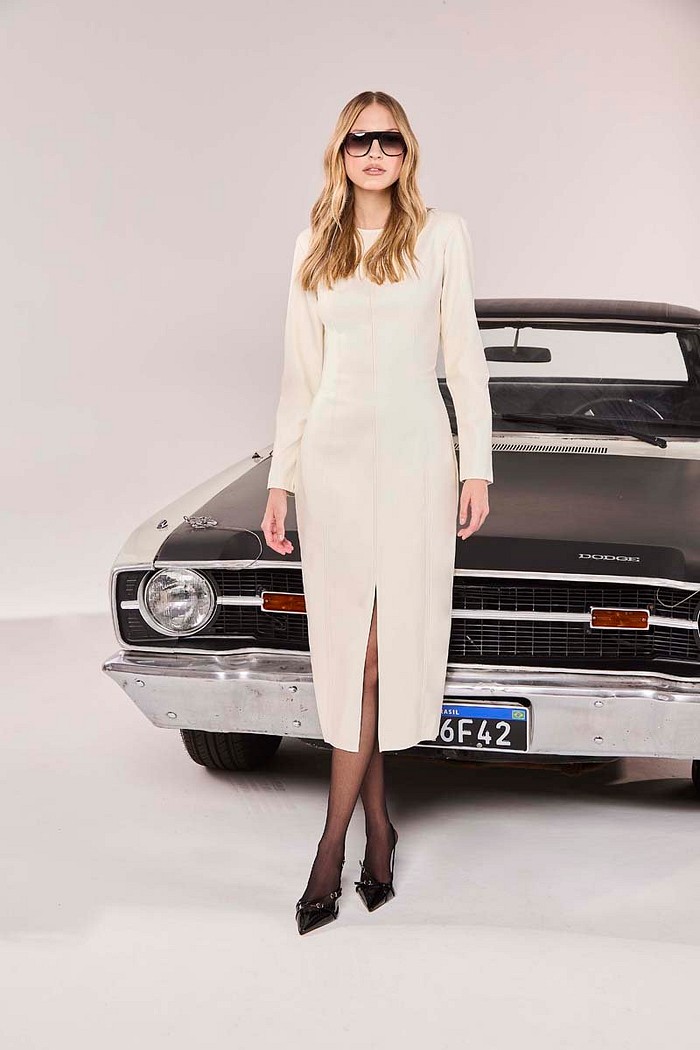 Vestido Midi Leather Fake