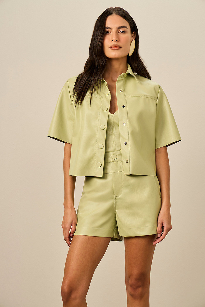 CAMISA LEATHER FAKE COM BOTÕES