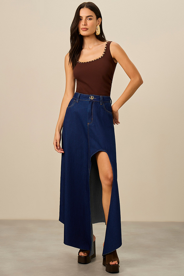 SAIA JEANS MIDI COM ABERTURA