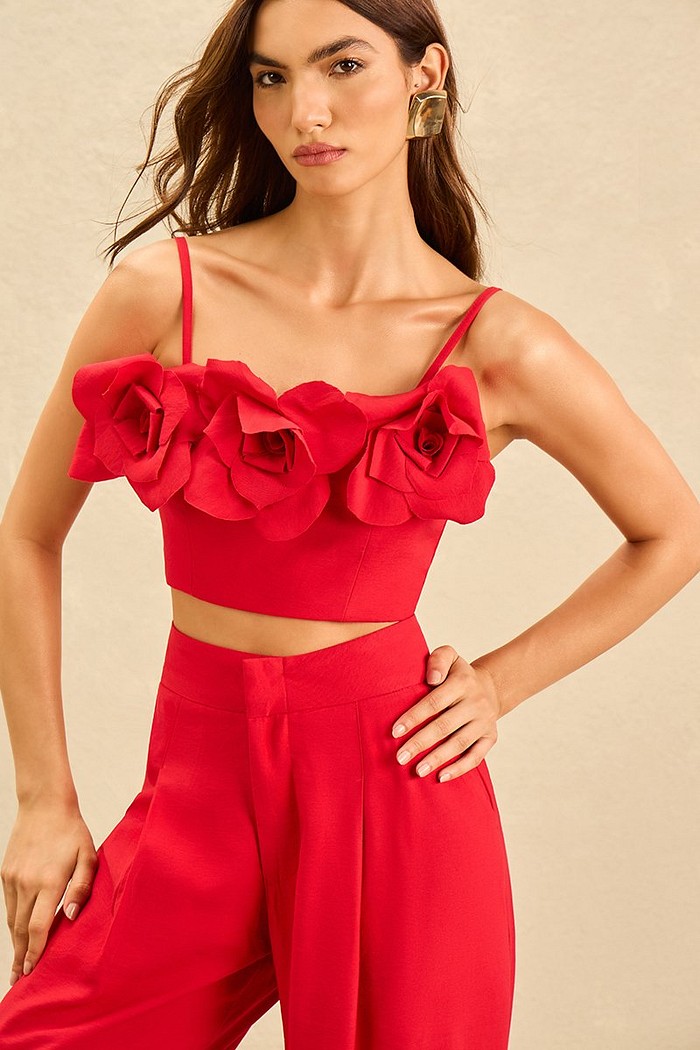 TOP ALFAIATARIA DETALHE FLORES