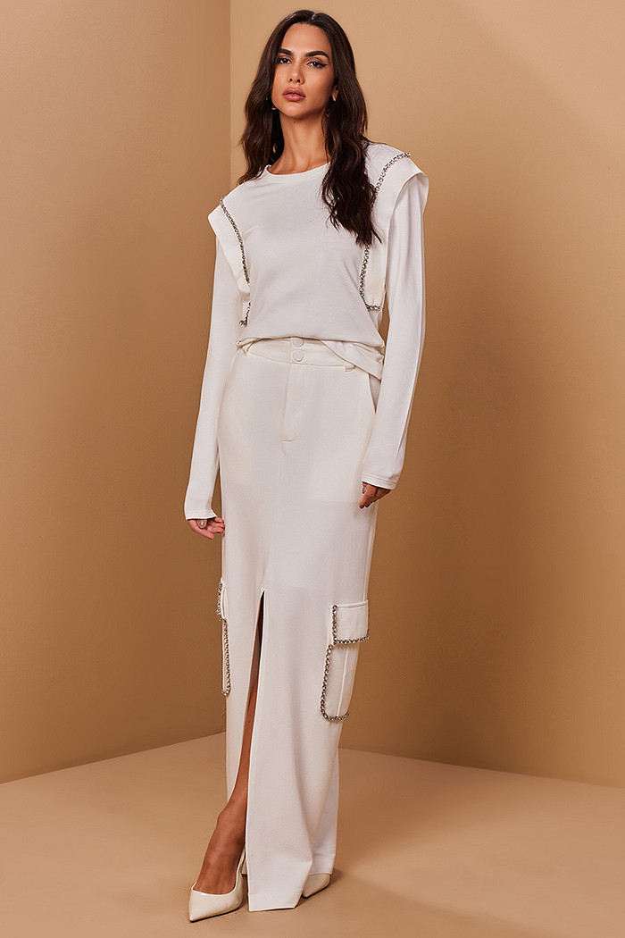 SAIA MIDI MOLETOM COM BORDADO