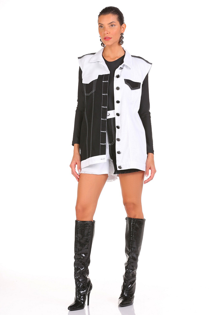 Colete Sarja Alongadado Bicolor Viber 123