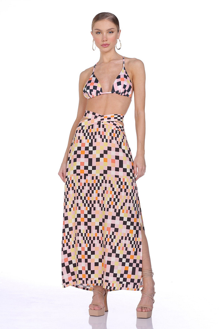 Saia Midi Estampada Viber 522