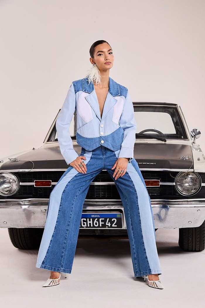 Jaqueta Jeans Tricolor