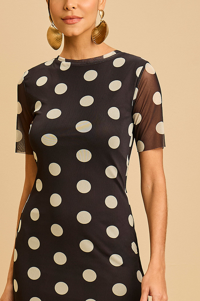 VESTIDO M/C TULE ESTAMPADO POÁ