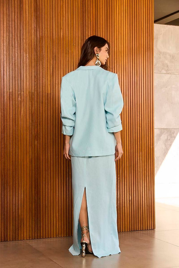 Blazer Em Linho Detalhe Botao