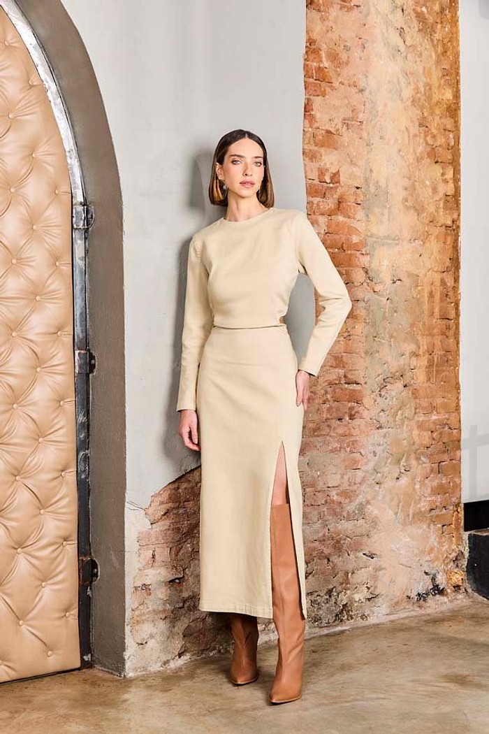 Vestido Sarja Midi Moletom