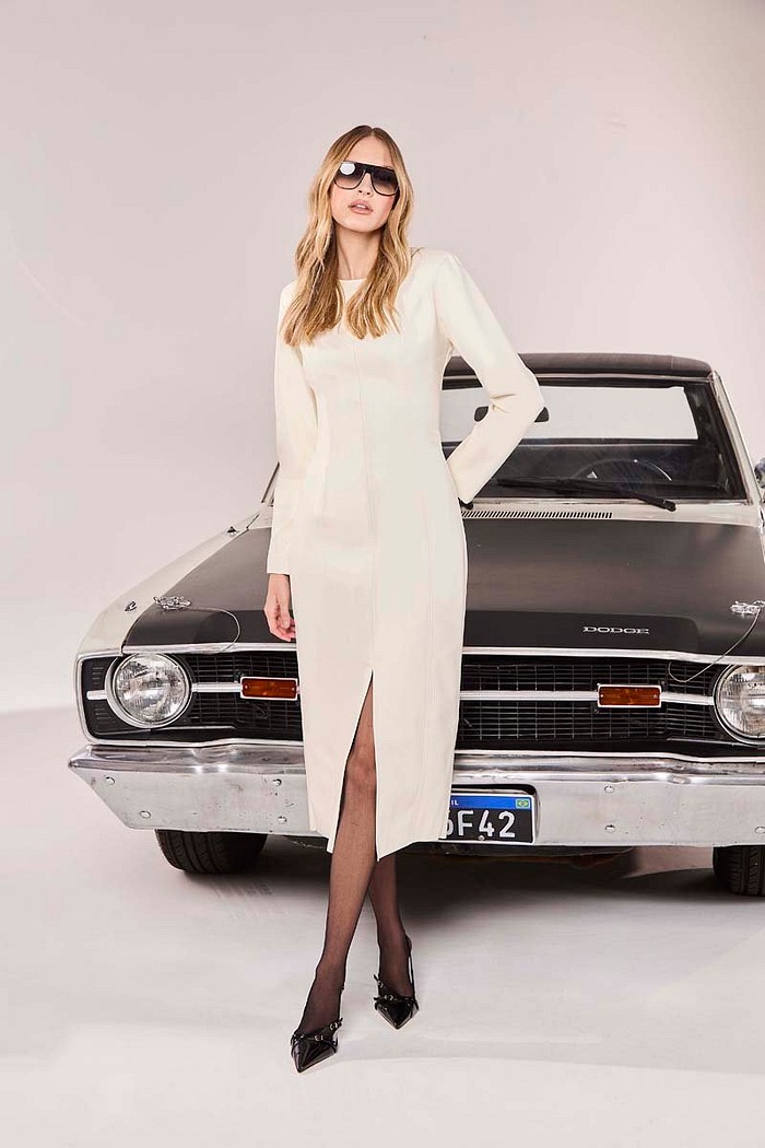 Vestido Midi Leather Fake