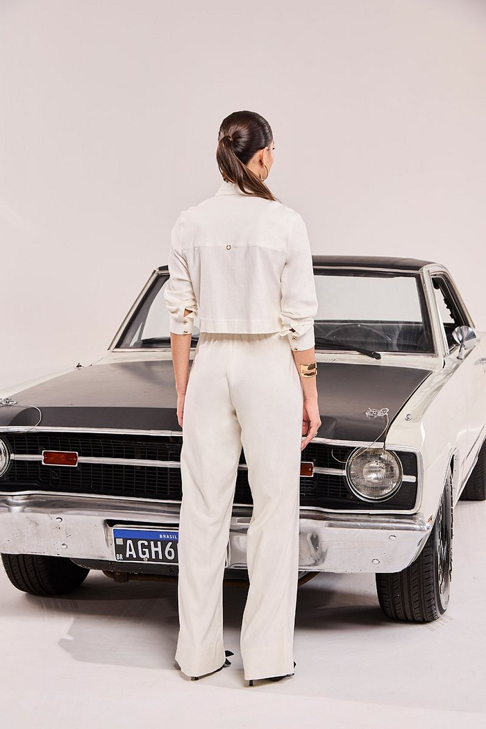 Calca Em Linho Elastico Cos