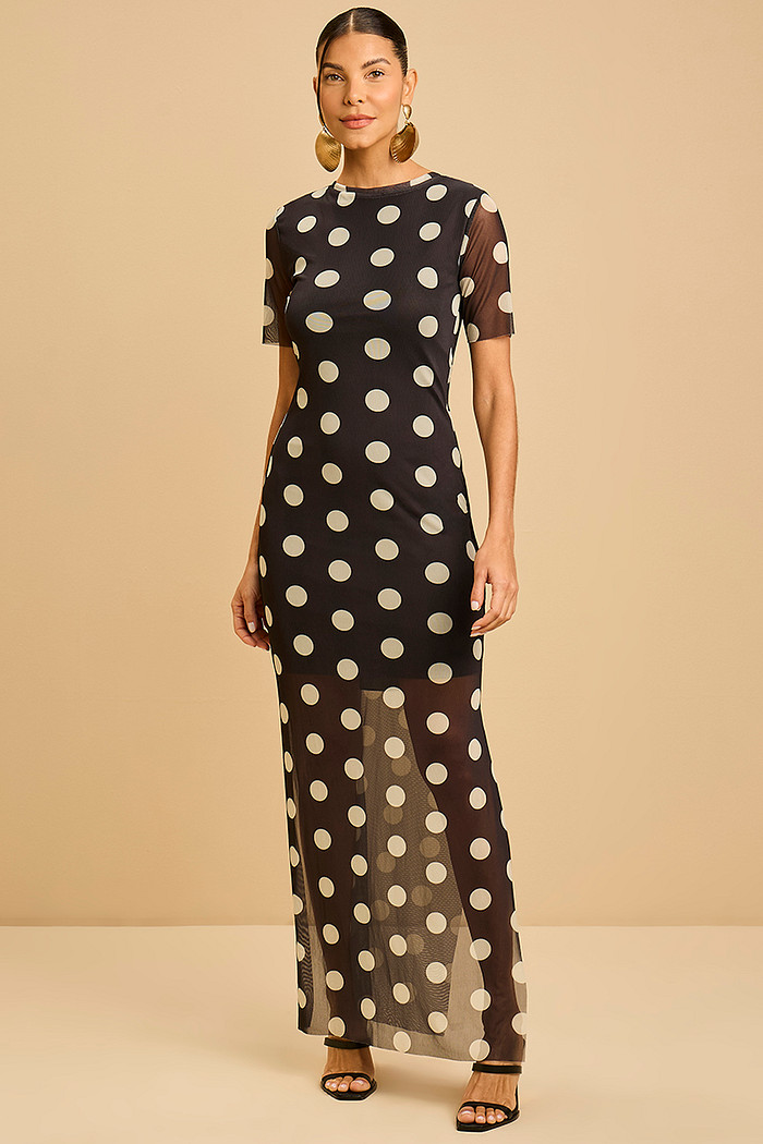 VESTIDO M/C TULE ESTAMPADO POÁ