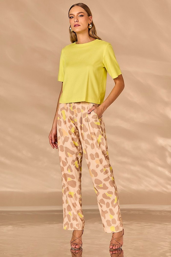 CALÇA RETA ESTAMPADA