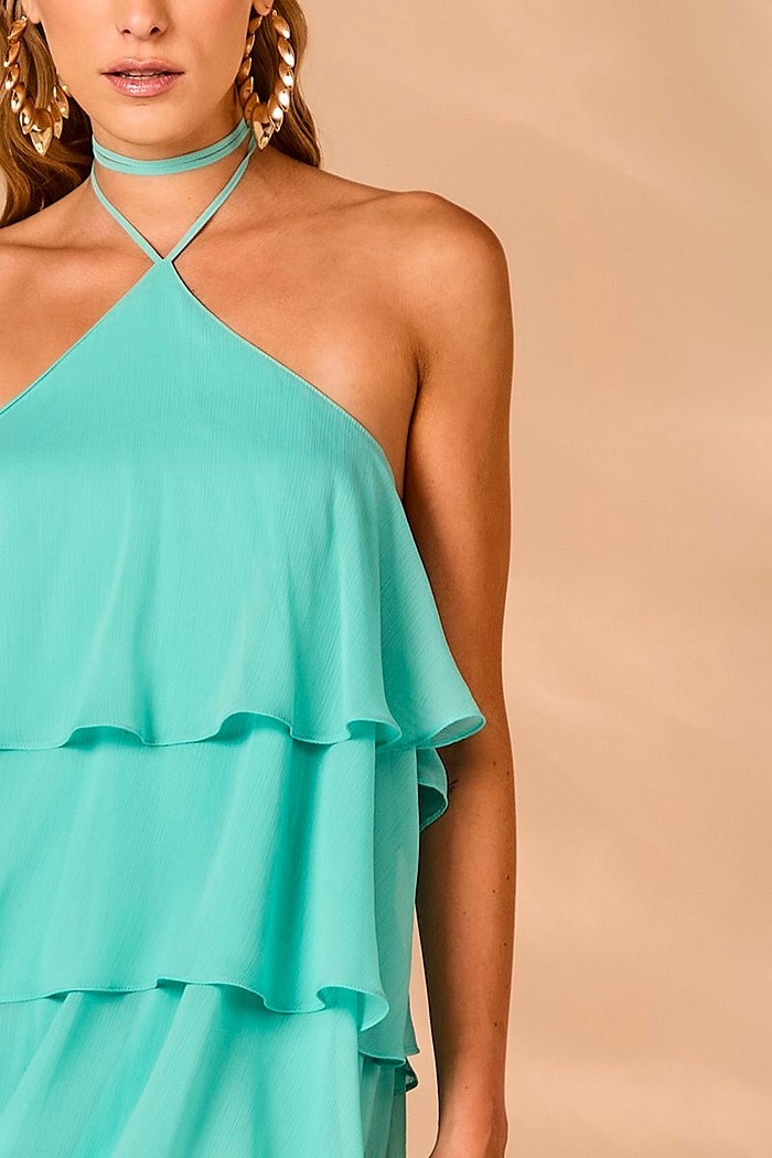 VESTIDO FRENTE ÚNICA BABADOS