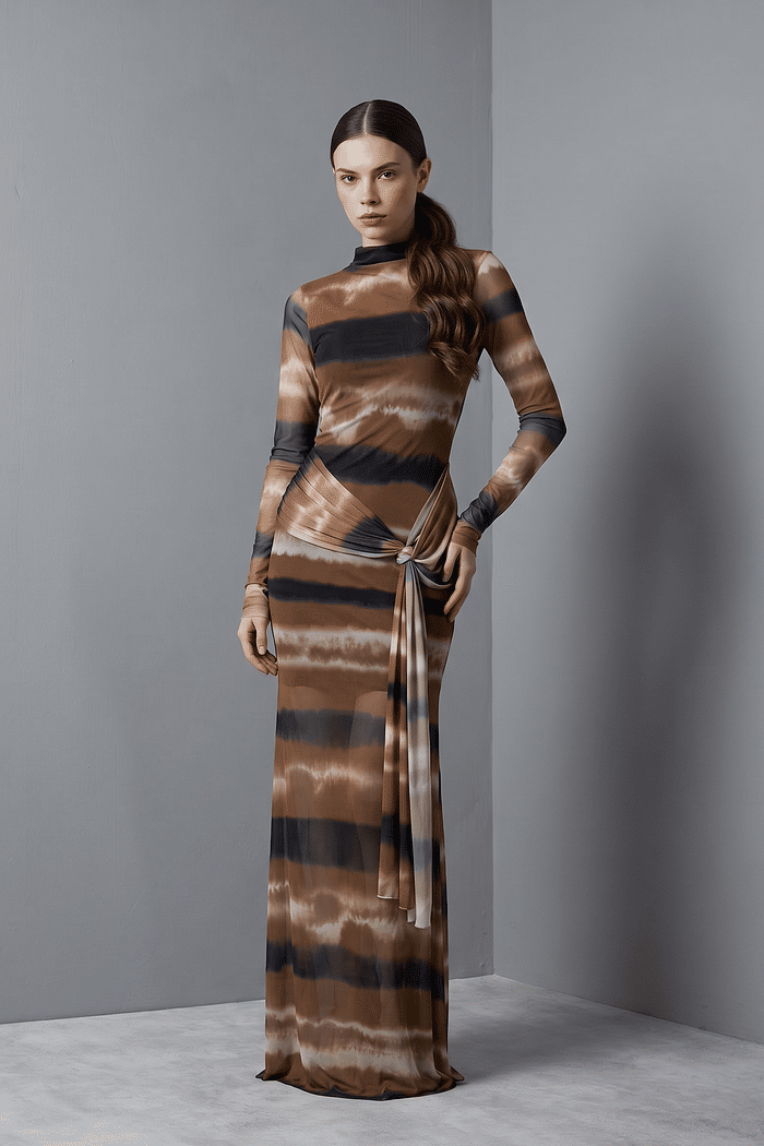 VESTIDO TULE ESTAMPA TIE DYE BOÊMIO