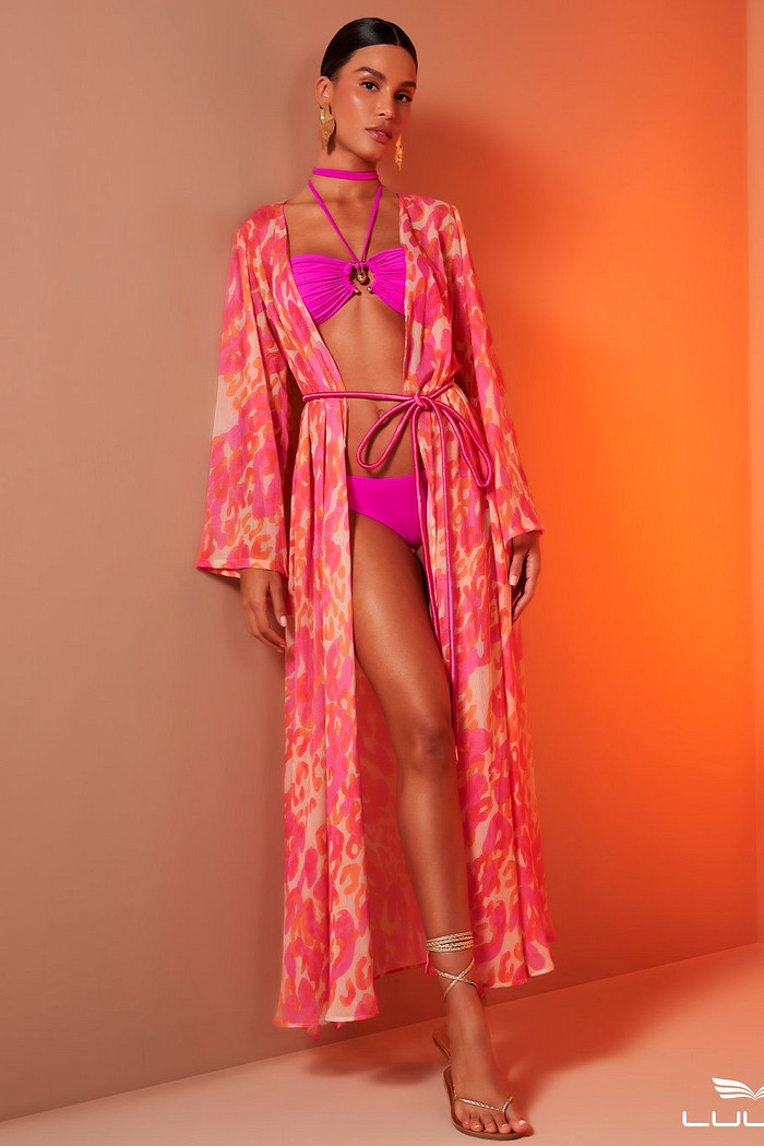 Saida De Praia Estampada Com Cordao Luleg 323