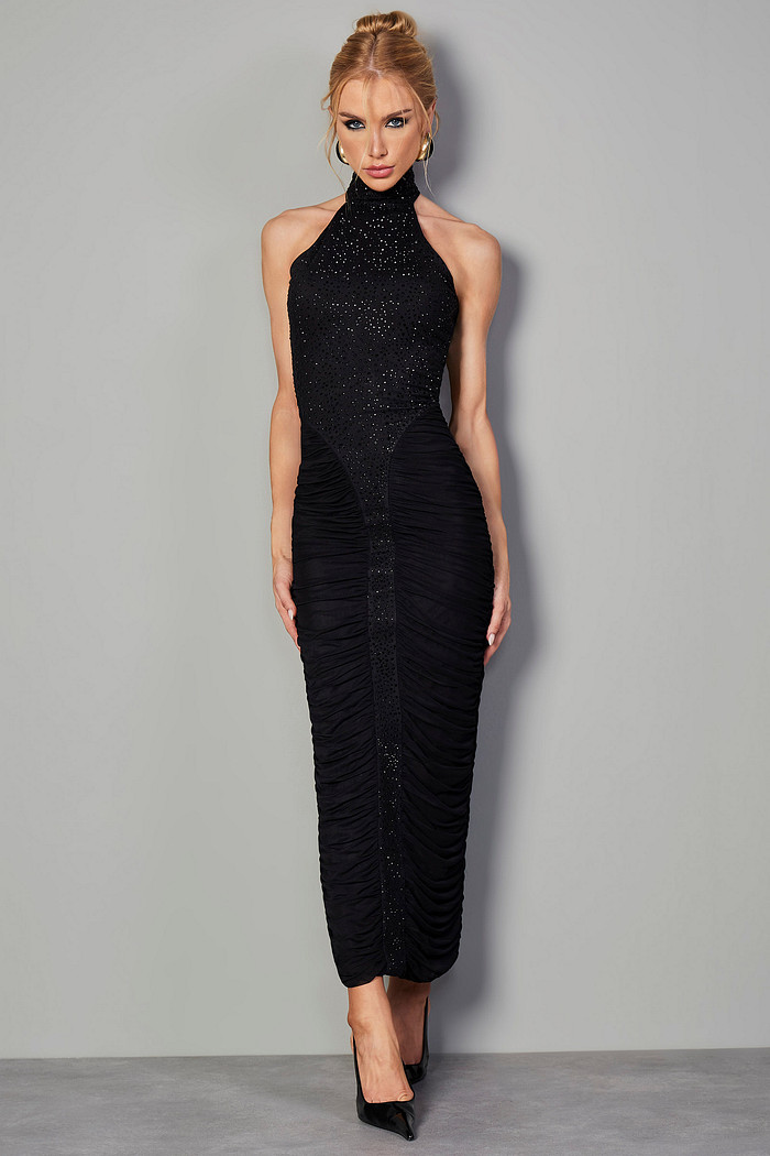 VESTIDO MIDI TULE COM APLICAÇÃO DE CRISTAIS