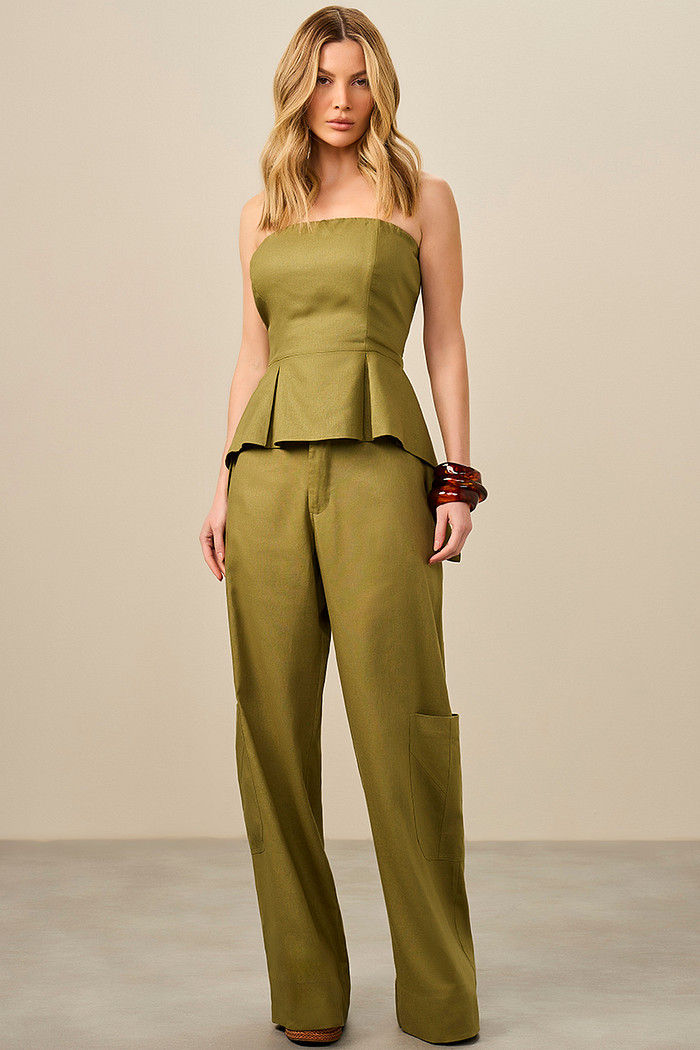 CALÇA LINHO COM BOLSOS DETALHE