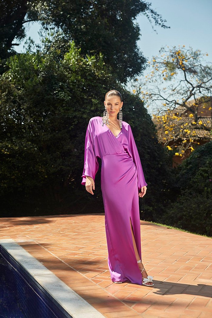 Vestido M/l Longo Cetim