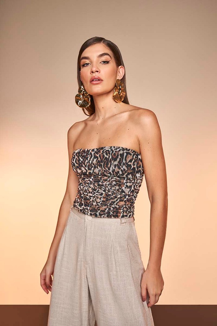 Top Corselet Tule Estampado