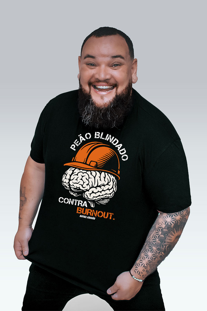 Camiseta Preta Peão Blindado Contra Burnout (Laranja) 100% Algodão Manga Curta