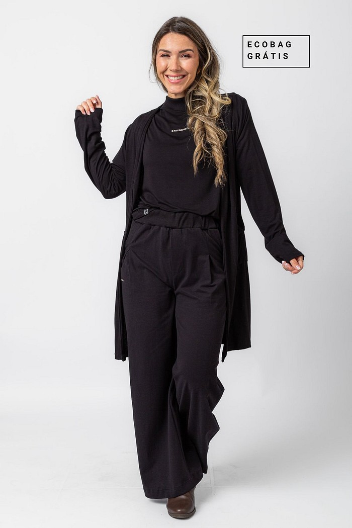 TRIO PROPÓSITO PRETO - KIMONO + CALÇA + BLUSA ECLESIASTE