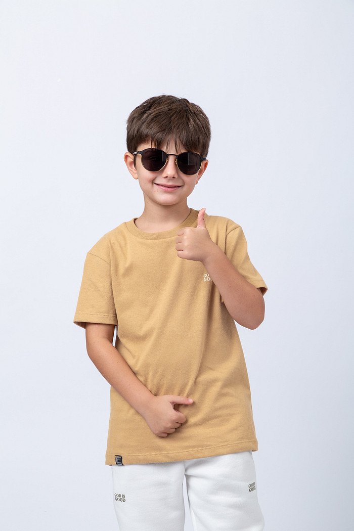 CAMISETA INFANTIL ALL THE TIME BEGE