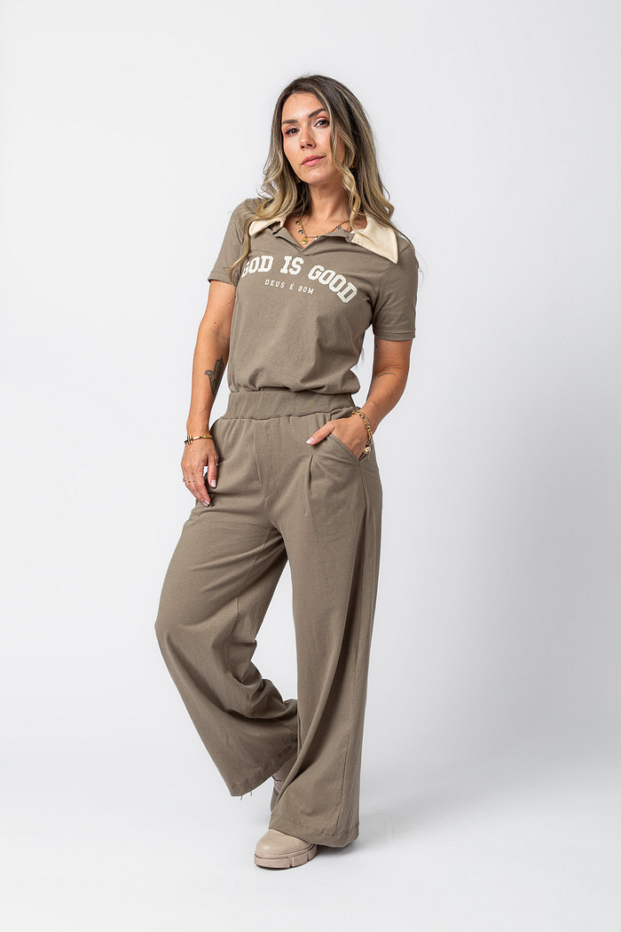 BLUSA POLO DEUS É BOM CAQUI