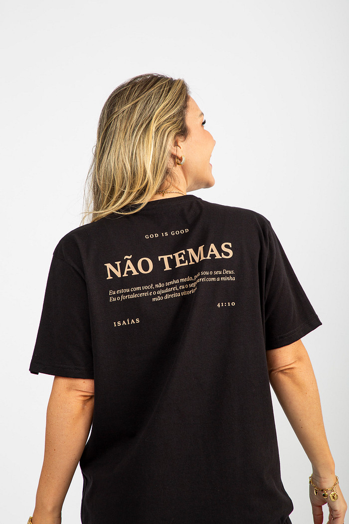 T-SHIRT NÃO TEMAS OVERSIZED PRETA