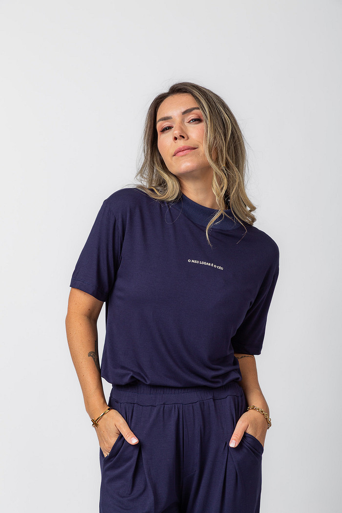 BLUSA ECLESIASTE VISCOSE MARINHO