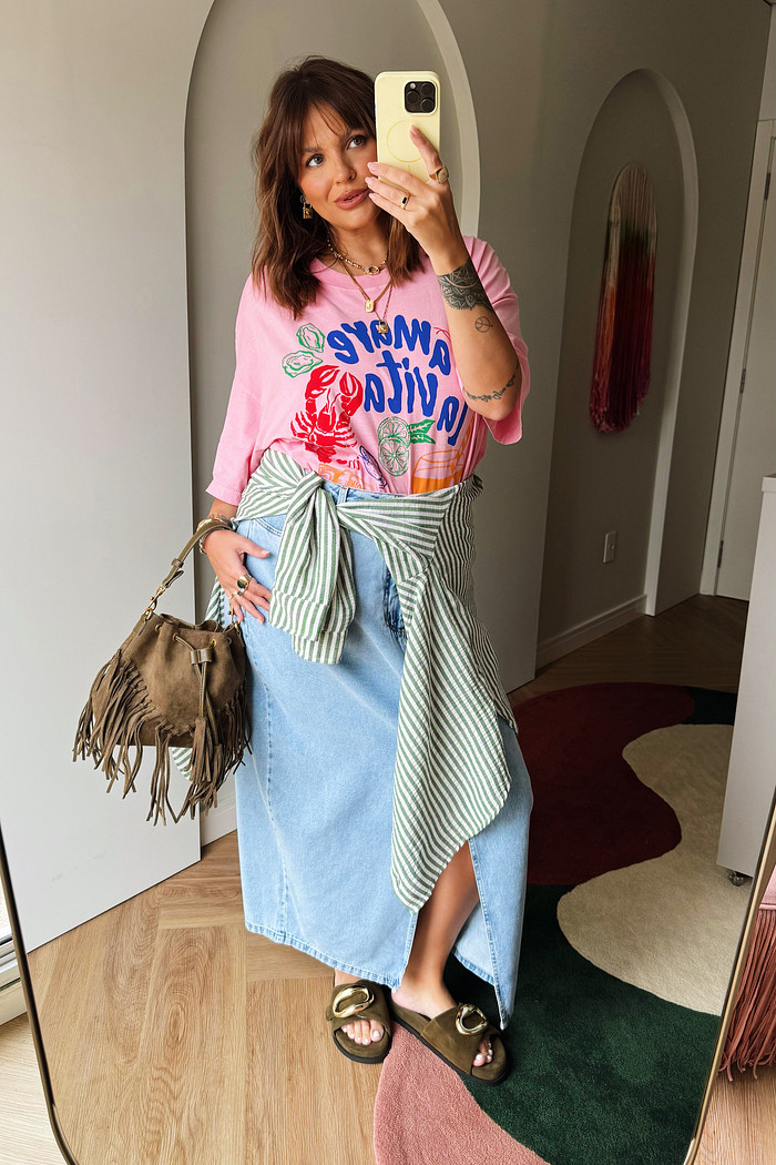 Saia Midi Jeans Eleonora JEANS CLARO