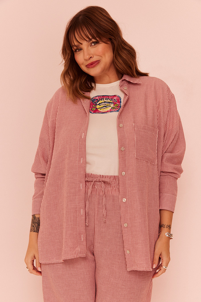 CAMISA JOICE LISTRADO VERMELHO