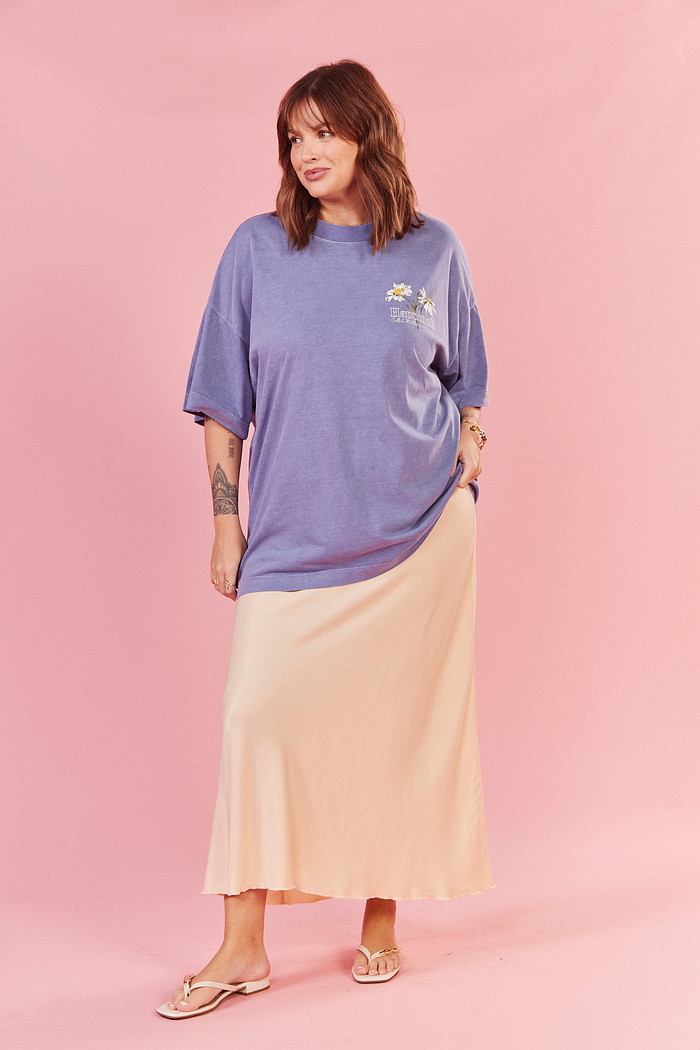 Saia Midi Alongada Paola OFF WHITE