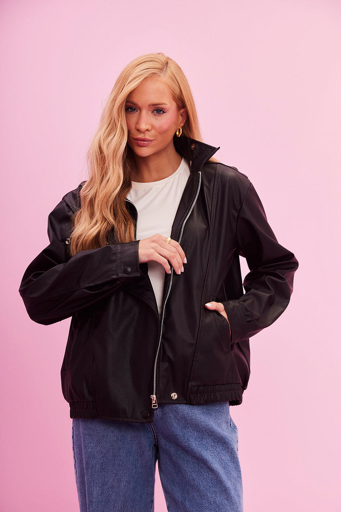 JAQUETA EFEITO COURO VERONA PRETO