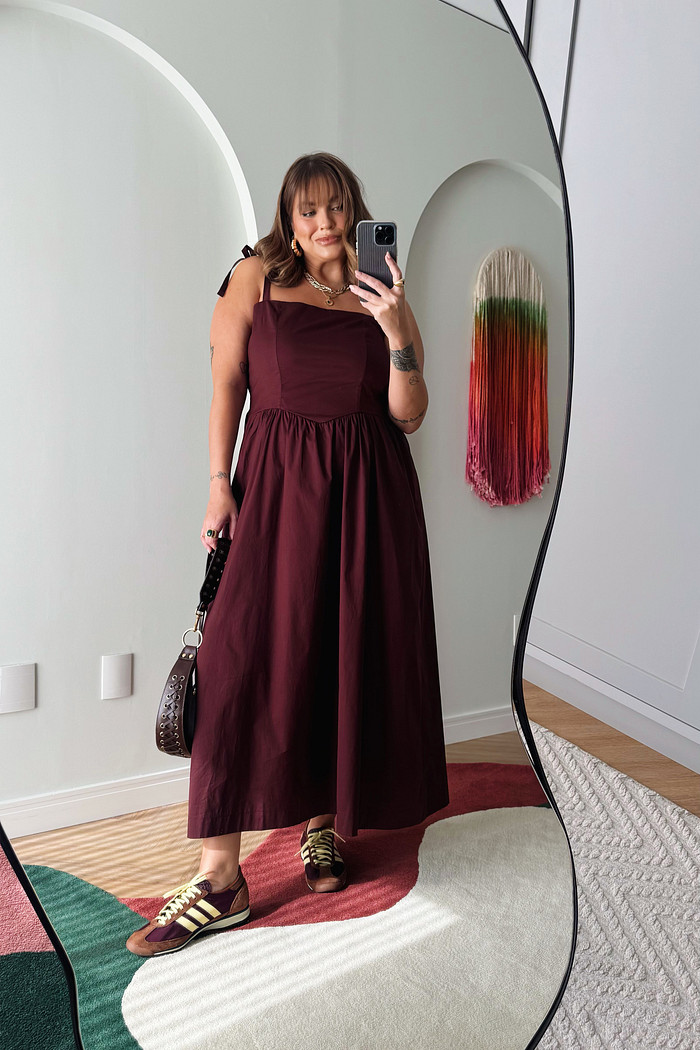 VESTIDO MIDI LISBOA MARROM