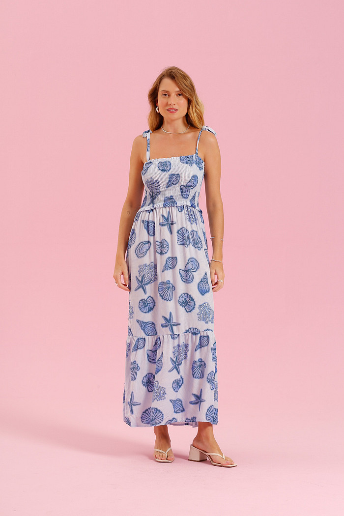 VESTIDO MIDI FUNDO DO MAR AZUL FUNDO DO MAR