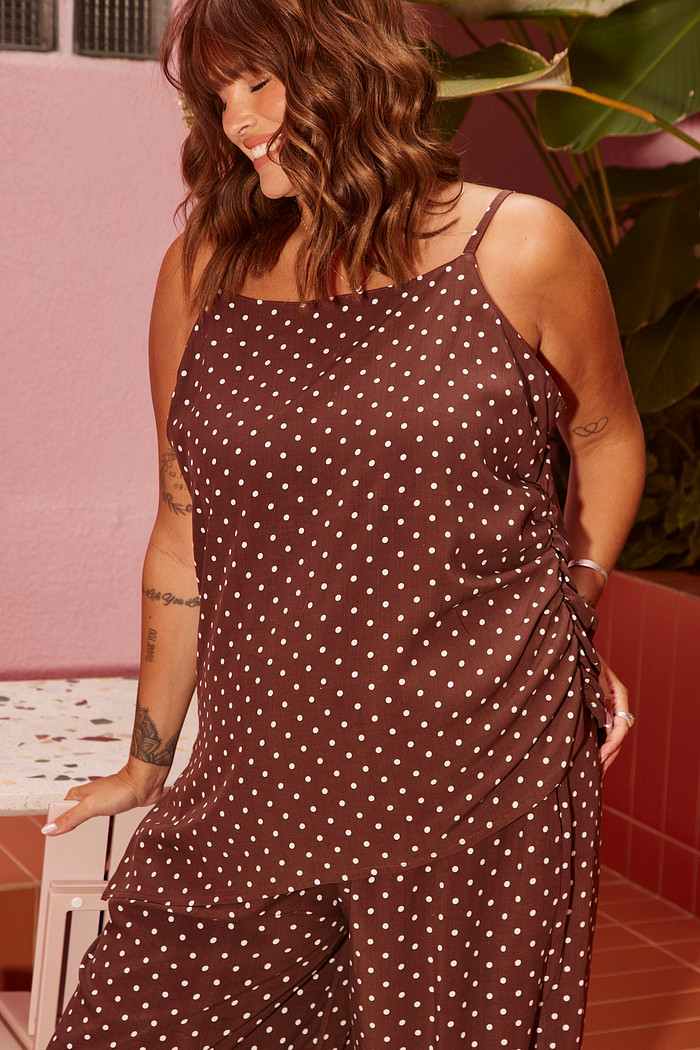 BLUSA DE ALCA JULIA POA MARROM