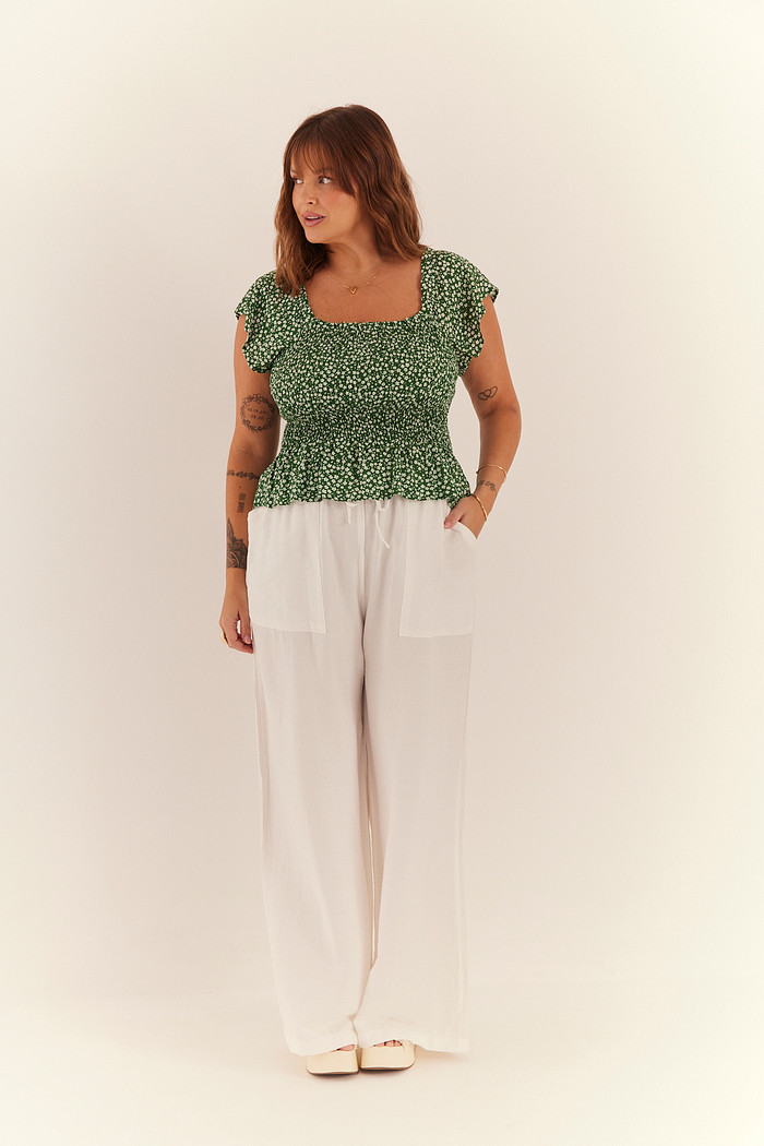 BLUSA MICHELE FLORAL FUNDO VERDE