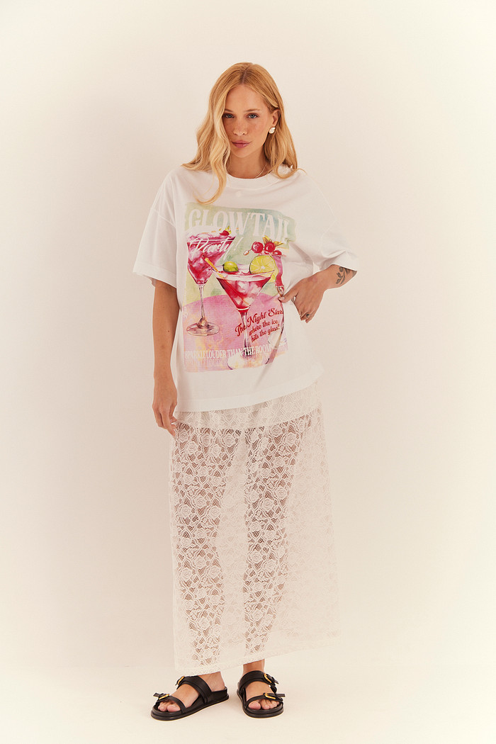 T-SHIRT OVER GLOWTAIL BRANCO ACUCAR