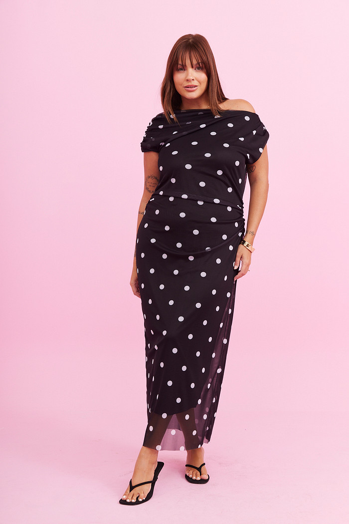 VESTIDO CATARINA POA FUNDO PRETO