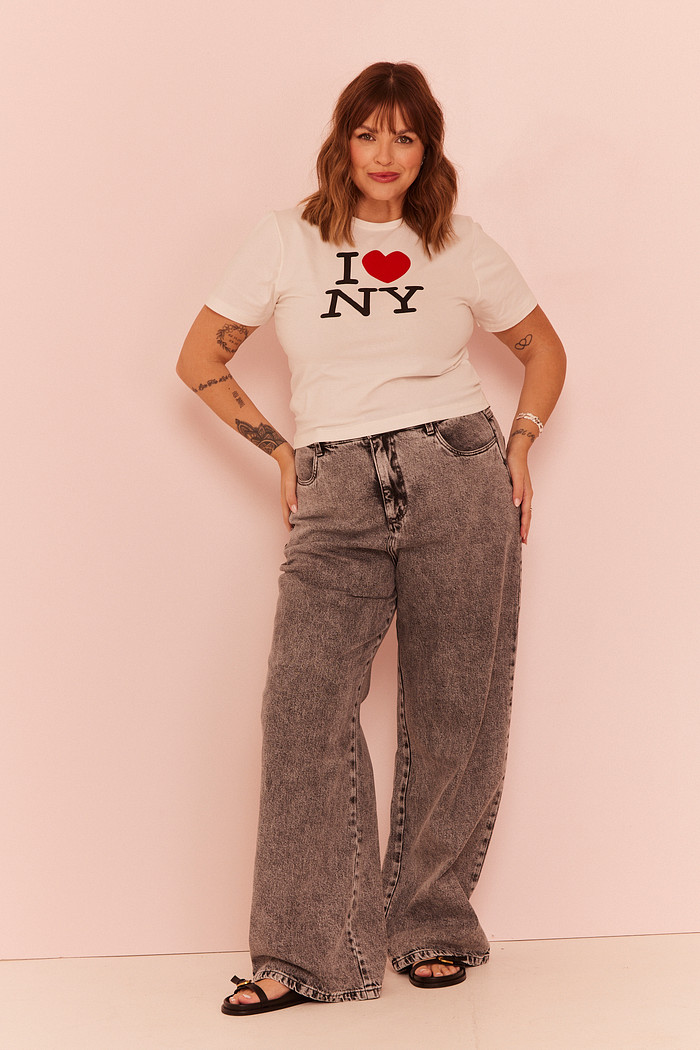 CALÇA JEANS WIDE LEG RAVENNA JEANS PRETO ESTONADO