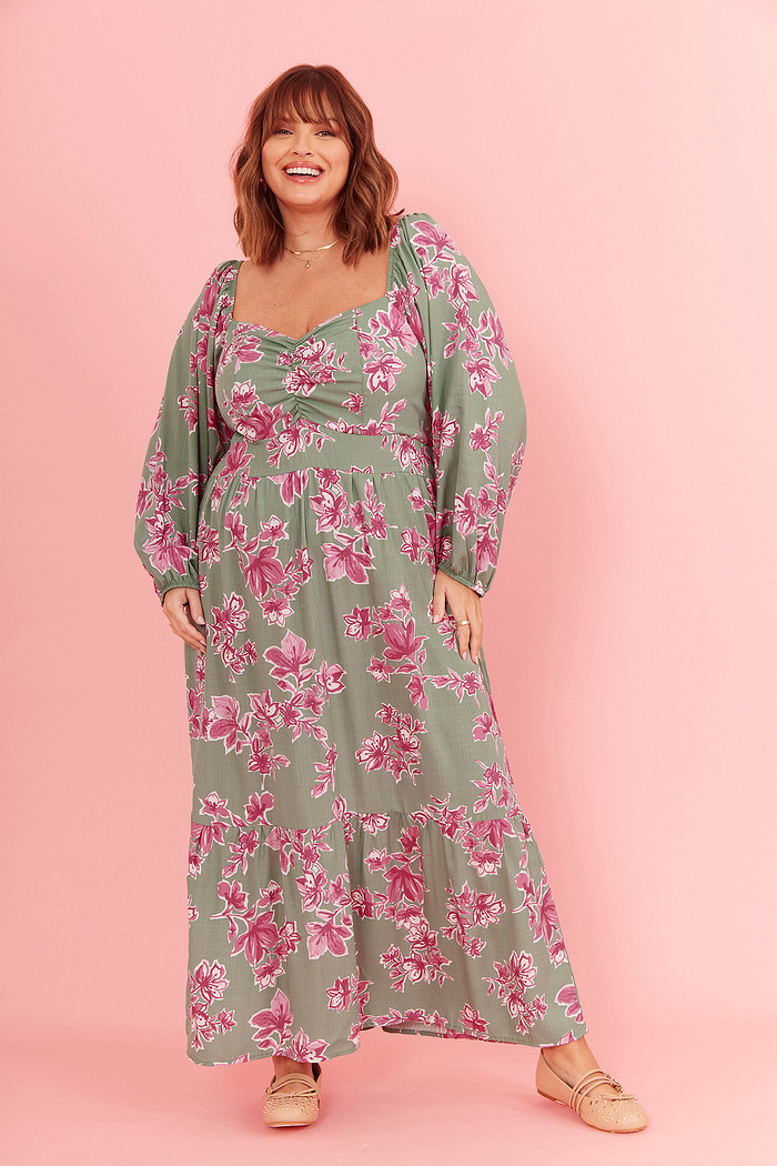 VESTIDO JENNI FLORAL FUNDO VERDE