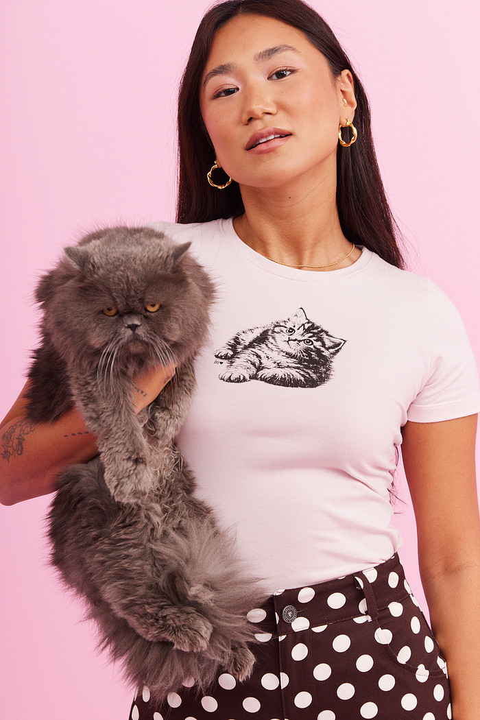 BABY TEE CAT ROSA CLARO