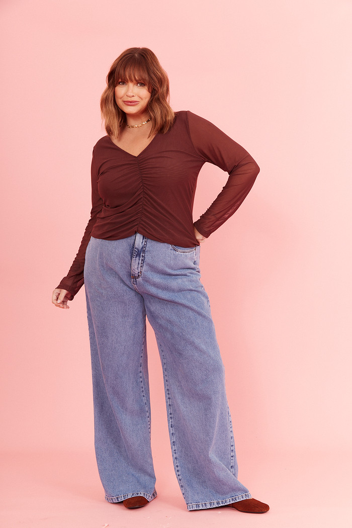 BLUSA TULE SUSAN MARROM