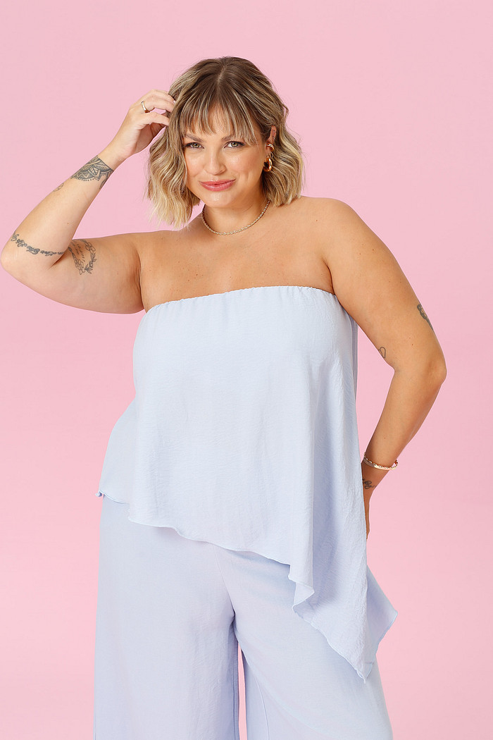 Blusa Tomara que Caia Juliana AZUL