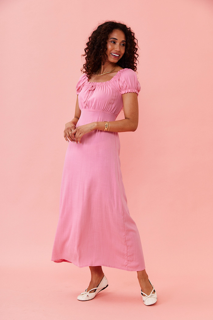 VESTIDO MIDI SOFIA ROSA CLARO