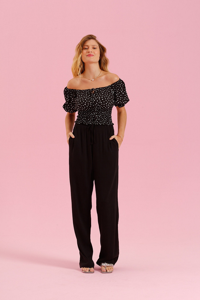 BLUSA POA FUNDO PRETO